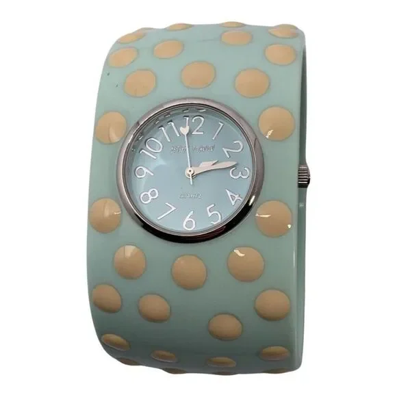 VTG BETSEY JOHNSON Blue Polka Dot Hinged Woman display picture 3
